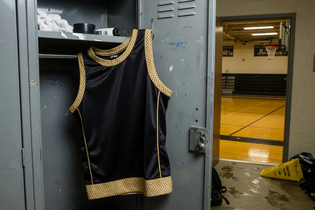 Hive jersey in the gym locker room